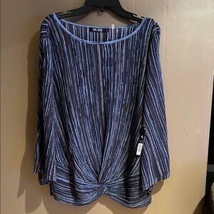 Nic+Zoe Women's Blue Striped Top XL NWT
